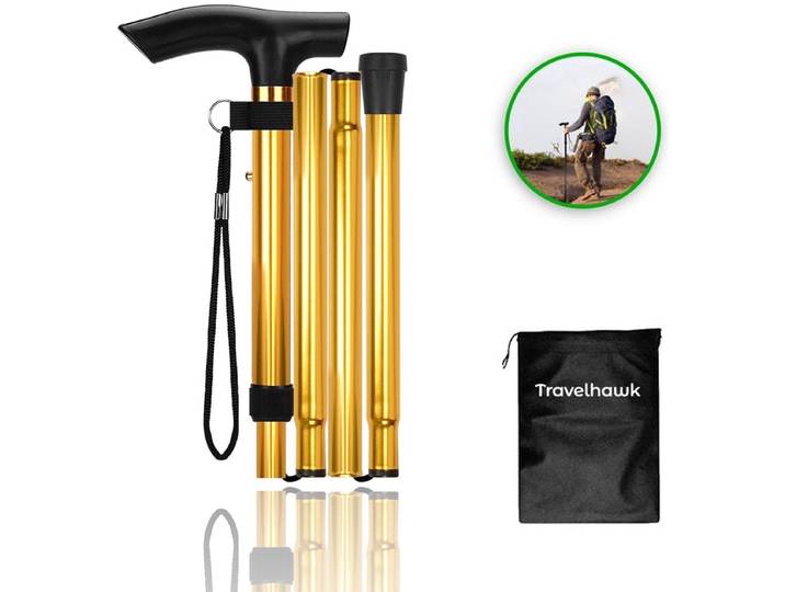 Travelhawk Wandelstok - Verstelbaar - Opvouwbaar - Goud