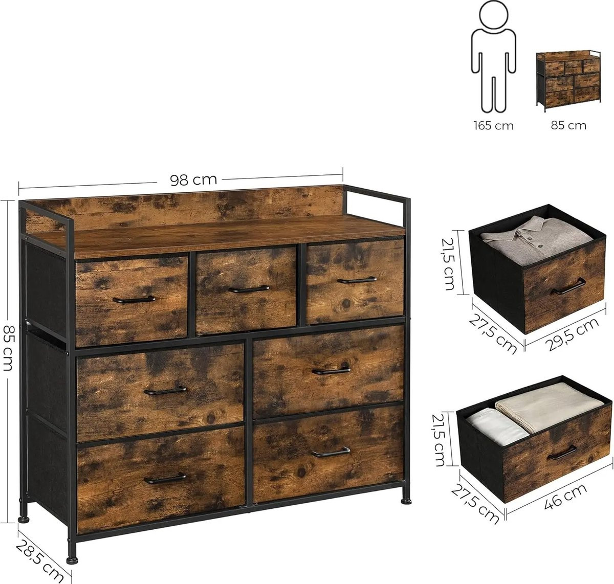 Songmics Industrieel Dressoir met 7 Laden
