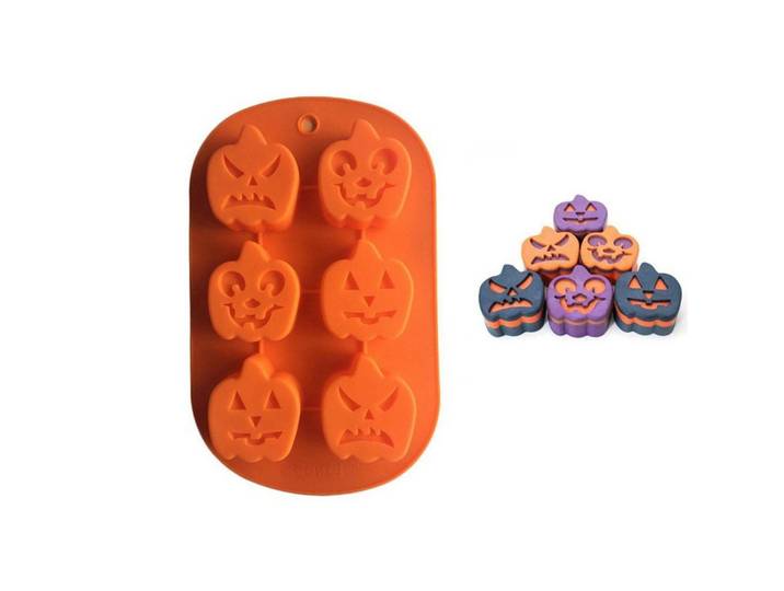 Backform 2-teiliges Set Halloween Kürbis Silikon Antihaftbeschichtet, Orange, Kunststoff, Backen & Backzubehör, Backformen, Backformen-Sets