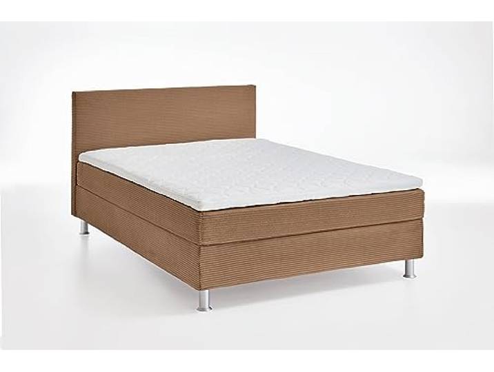 Atlantic Home Collection Boxbett inklusive Rost und Federkernmatratze, Polyester, Karamell, 140 x 200 cm