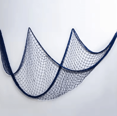 Inspire Curations Mediterranean Nautical Fishing Net Wall Decor Coastal Beach Hanging Accent a Blue