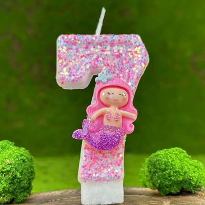 Inspired Living Pink Mermaid Number Birthday Candle For Cake Decoration And Party Celebrations 7