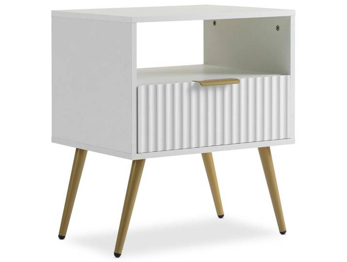 Idimex Nachttisch Merval weiß, Weiß, Mode, 50x60x40 cm, Schlafzimmer, Nachtkästchen
