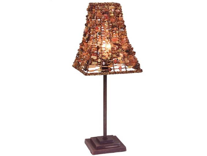 Lampe de bureau décorative 40cm Multicolore Métal, pierre naturelle