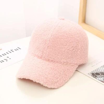 Uplifted Goods Soft Plush Lamb Wool Baseball Cap For Women pink