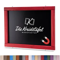 Die Kreidetafel Manufaktur Magnetische Kreidetafel - Magnettafel mit Holzrahmen / Schwedenrot 90x60cm
