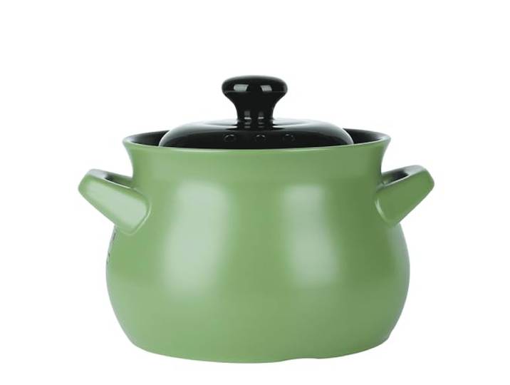 Keramiktopf mit Deckel, Doppelgriff-Deckel, reine Keramik-Terrine(Black and green,3.8L)