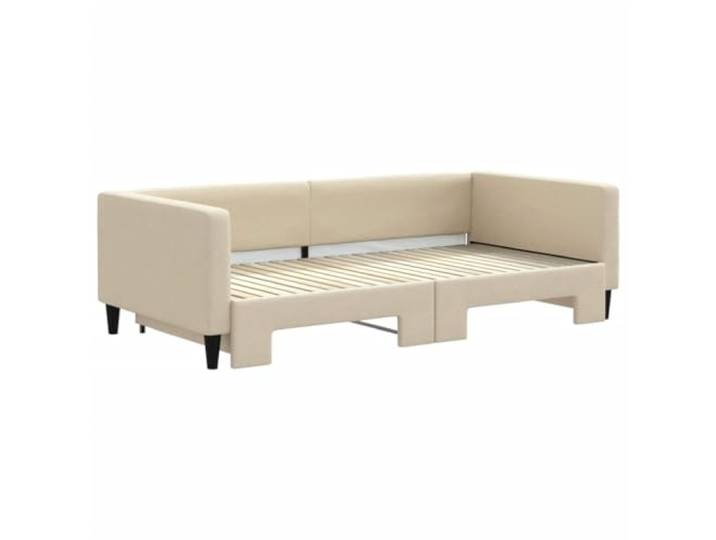 KTHLBRH Schlafsofa mit ausziehbarem Bett, cremefarben, 100 x 200 cm, aus Gestell aus Holz und Metall, inklusive Lattenrost, 2 notwendige Matratzen, für Wohnzimmer und Schlafzimmer