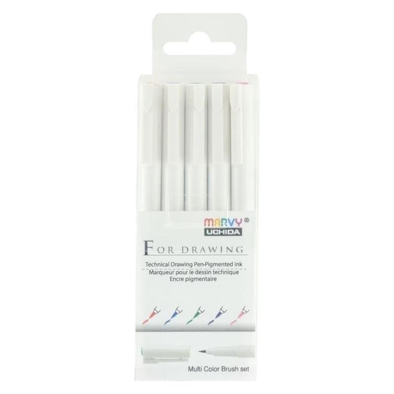 Marvy Grafische Fineliner mit Pinselspitze, 5 Stk (5x) (58219944)