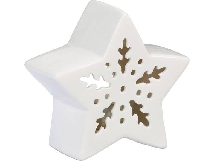 theelichthouder ster - kerst - tafeldecoratie - kerstdecoratie - keramiek - wit