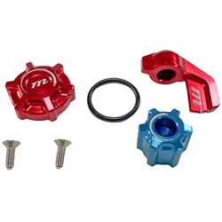 Verstellknopf Set Mara Pro Druck-/Zugstufe/Lockout, Manitou, Farbe: Rot/blau, VE: 1 Set