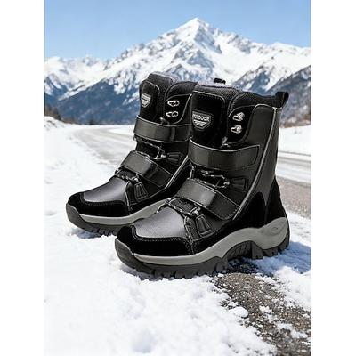 Beige Damen-Winterstiefel – warme, fleecegefütterte Outdoor-Wanderschuhe mit Klettverschlüssen für kaltes Wetter, Skitouren und Trekking