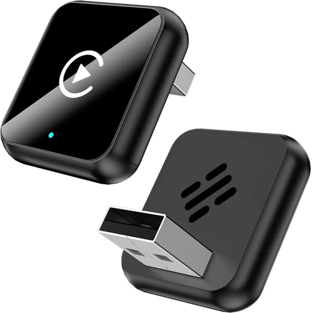 INF Smart Carplay Android Auto 2-in-1 Wireless Adapter – Metall & Glas Design Schwarz