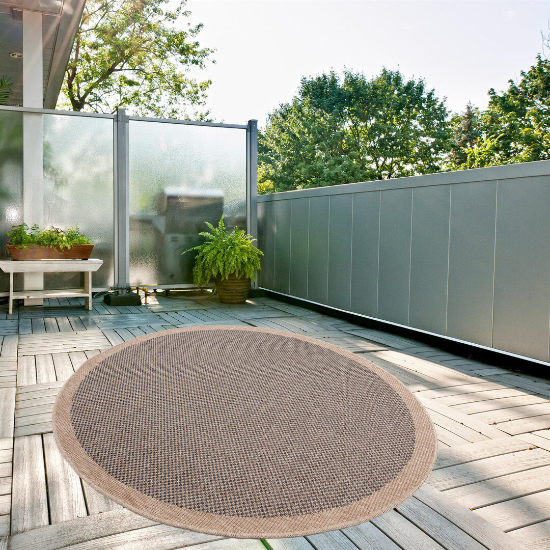 THE RUGS Nature Collection Chequered Indoor / Outdoor Area Rug Dark Grey Round 160 cm