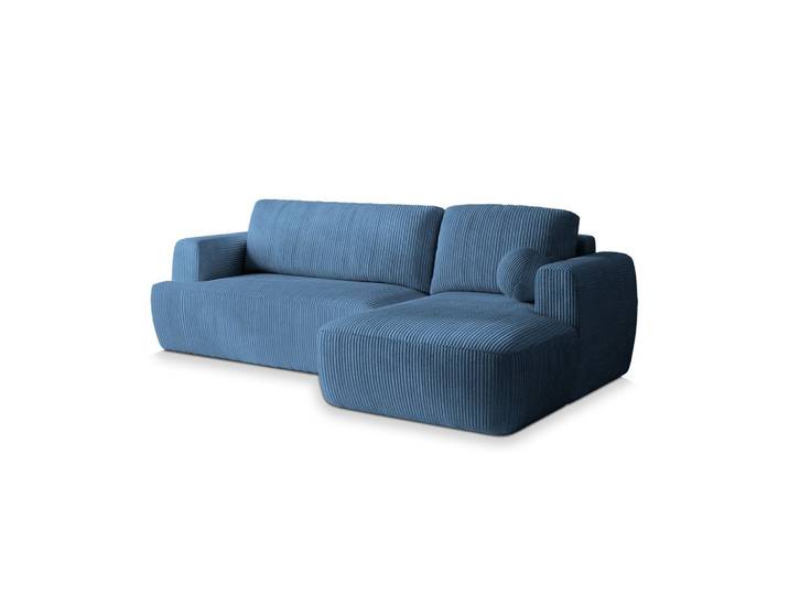 ECKSOFA SENTI P R-S Blau Kordstoff mit Schlaffunktion