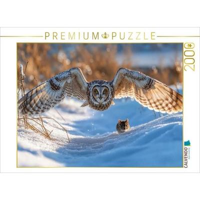 CALVENDO Puzzle Eine Sumpfohreule gleitet durch den Winter | 2000 Teile Lege-Größe 90x67cm Foto-Puzzle für glückliche Stunden