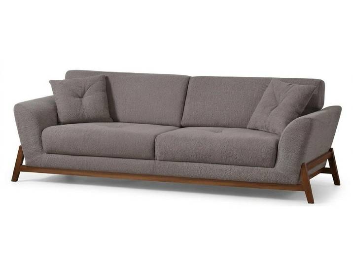 JVmoebel 3-Sitzer Sofa Modern Grau 3-Sitzer Designer-Sofa Stoff Holz Minimalismus, 1 Teile