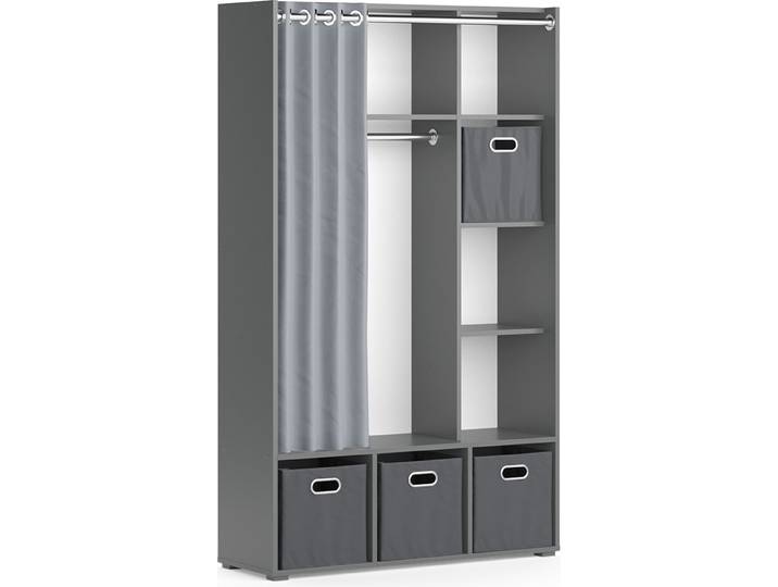 Armoire Vicco Luigi Gris 38x178.1cm avec boîtes pliantes (grises)\, Model 40726