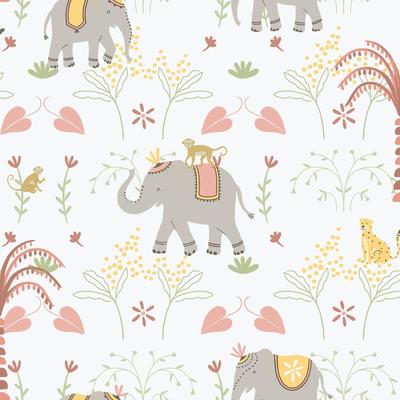 Galerie Wallcoverings Bambino Collection Elefun Jungle Matte Finish Non-woven Wallpaper Roll