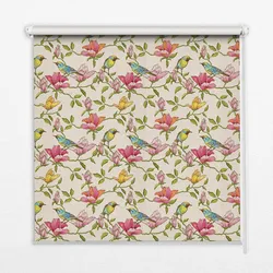 INNENROLLO - Fensterrollo - Rollo - 130x140 cm - Vögel auf Blumen