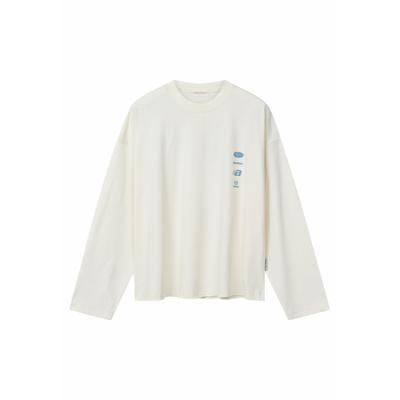 Langarmshirt ANOTHER COTTON LAB "Another Cotton Lab Summer Story Longsleeve", Damen, Gr. L, sanftes weiß, 100% Baumwolle, bedruckt, normal, Rundhals, Shirts Langarmshirt