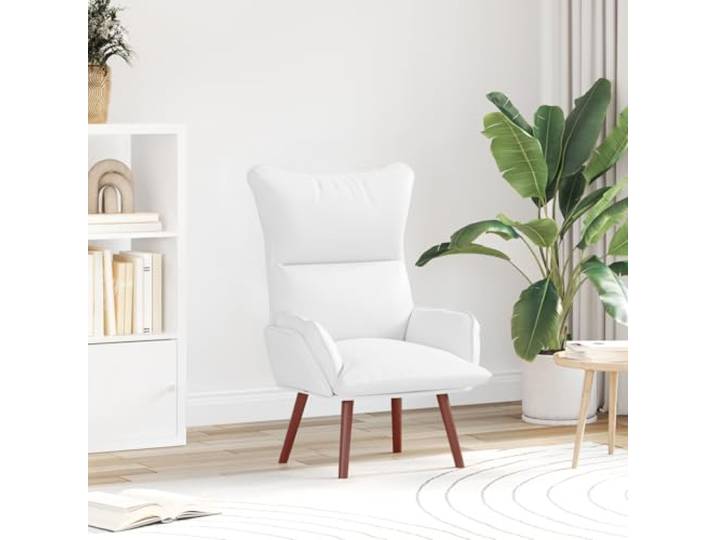 HEFZGDB Relaxsessel Weiß Kunstleder Moderner Komfortsessel mit Abnehmbarem Kissen Plüschige Armlehnen und Stabiles Design für Wohnzimmer Entspannung