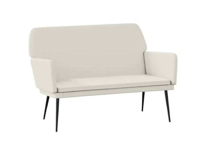 HBBMGYD Sitzbank, cremefarben, 108 x 79 x 79 cm, Velours Weicher Samt, Metallrahmen, geneigte Rückenlehne, tiefe Sitzfläche, gepolsterte Armlehnen, Handbuch enthalten