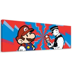LEINWANDBILD, Banksy Mario und der Polizist 90x30cm