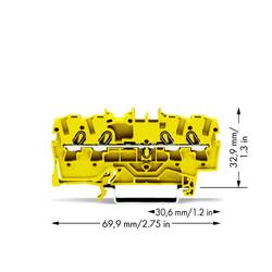 WAGO 2002-1406 Durchgangsklemme 5.20 mm Zugfeder Belegung: (a+b+c+d) Gelb 100 St. Package