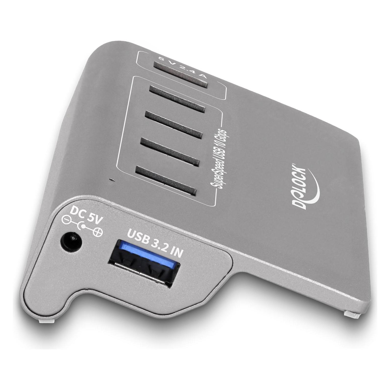 Delock USB 10 Gbps Hub mit 4 USB Typ-A Ports + 1 Schnelllade (USB-A, 5 Ports) (64182)