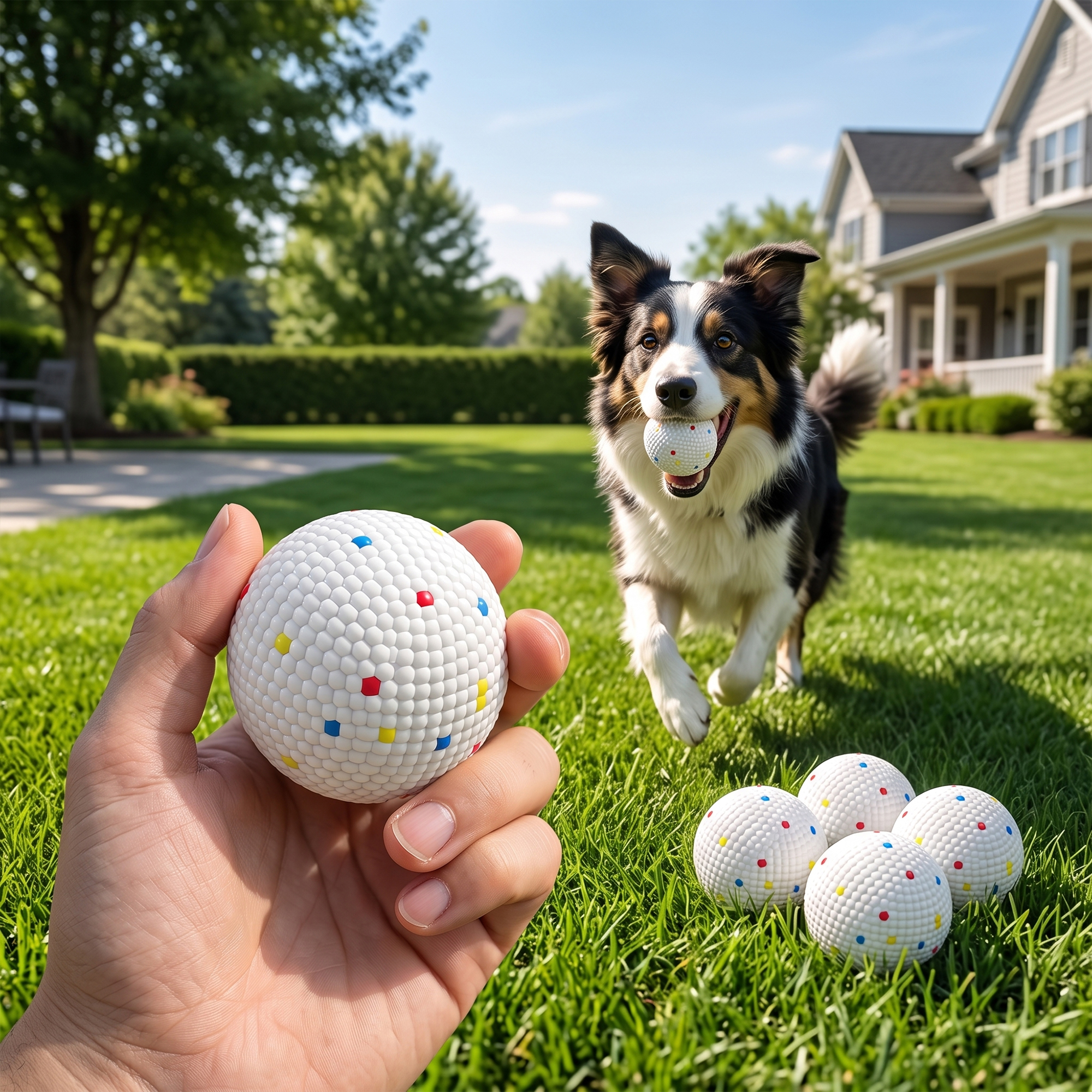 Pawhut Set 6 Palline per Cani Adatte a Lanciatori Autuomatici, Galleggianti e Rimbalzanti Ø5,8 cm, Bianco   Aosom Italy