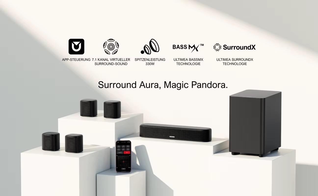 Soundbar für TV - Aura A40 - 330 W - 4 Lautsprechereinheiten - Surround-Sound - Bluetooth 5.3 - HDMI - Fernbedienung
