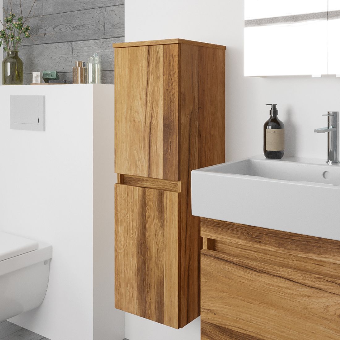 Megabad Profi Collection Lodge Seitenschrank 100 cm mit 2 Türen, Anschlag links