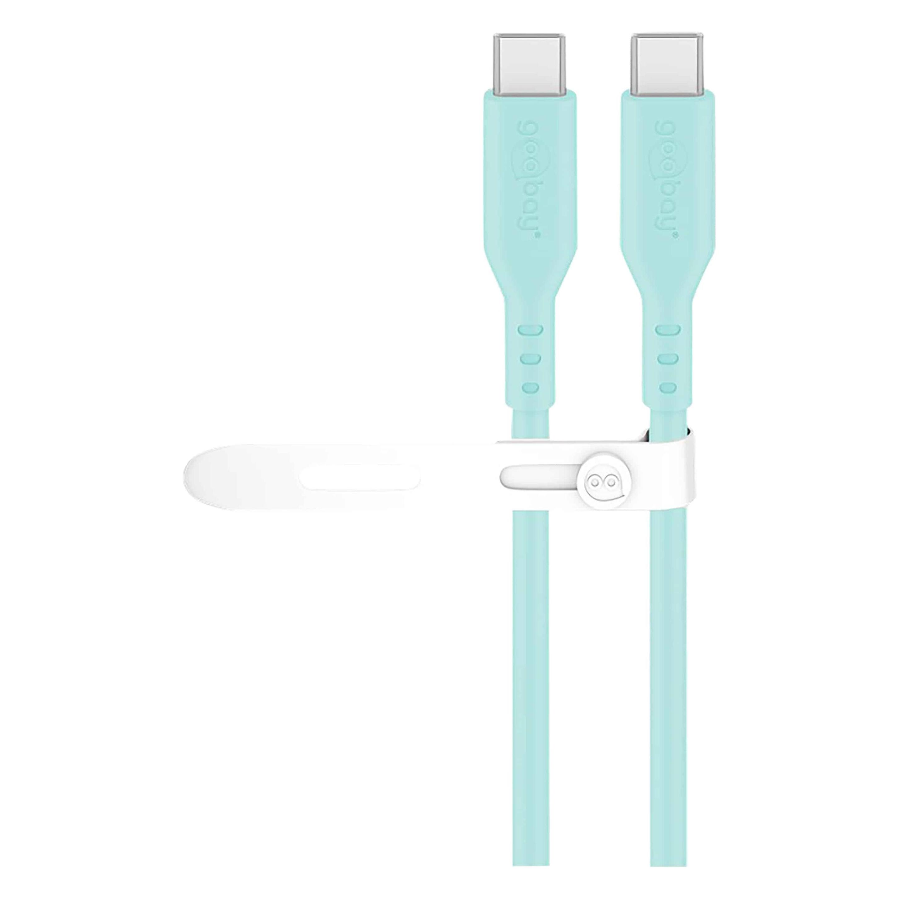Goobay USB-C-Silikonkabel, 1,5 m, türkis (1.50 m, USB 2.0, 60 W) (77744)