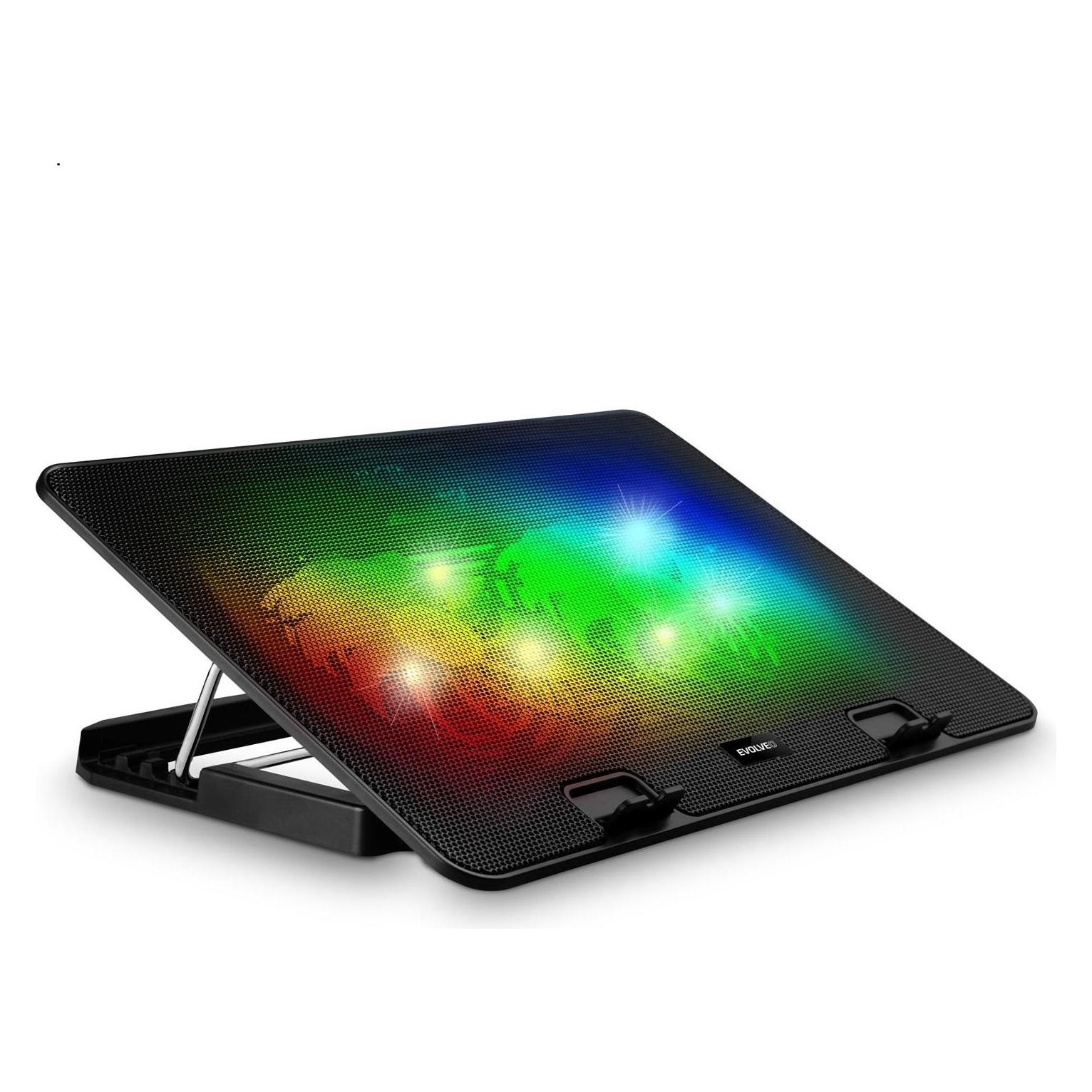Evolveo A101RGB, chladící podložka pro notebook, 2x ventilátor, RGB podsvícení (DCX-A101RGB)