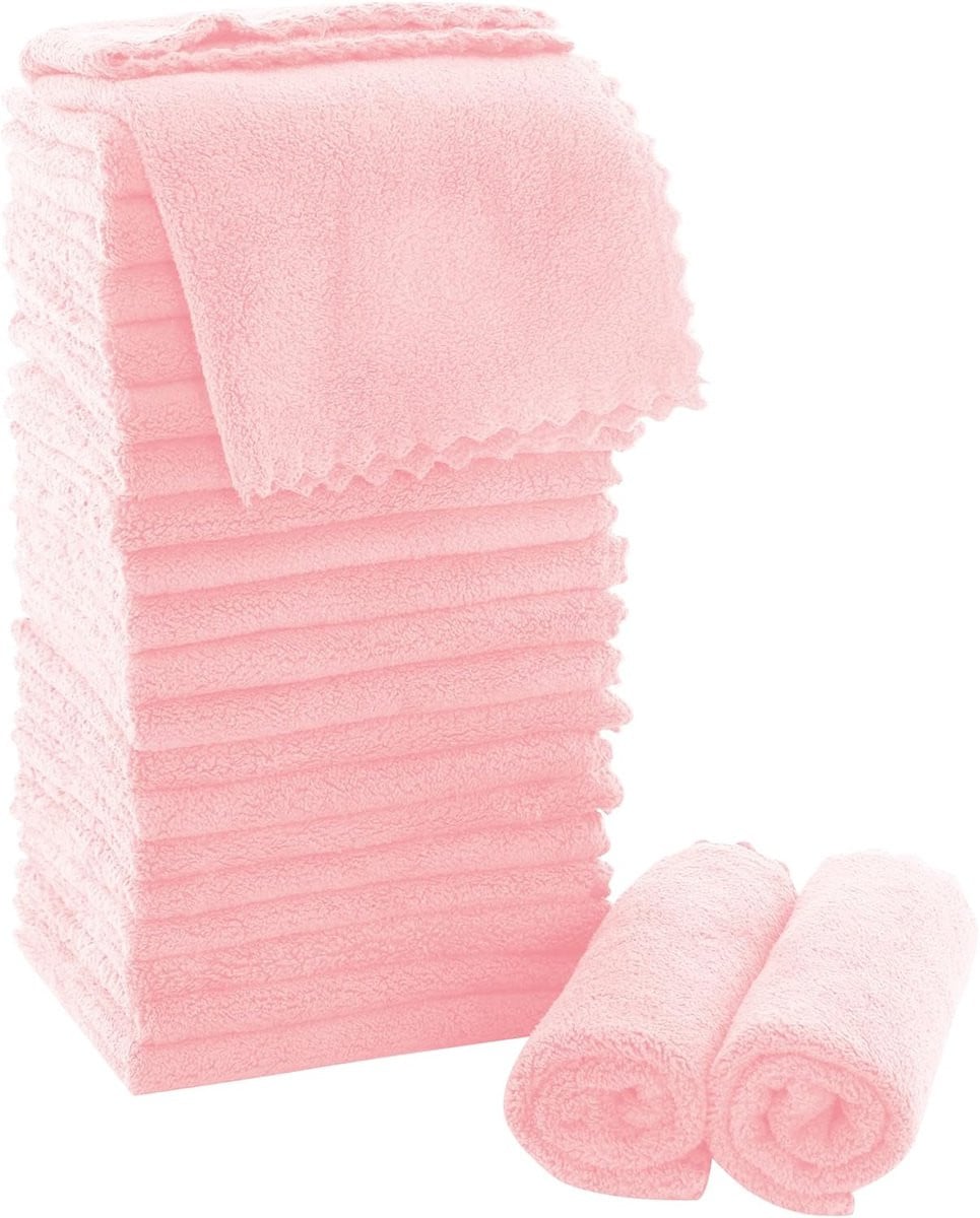 Set van 24 extra zachte washandjes - Sneldrogend en zeer absorberend koraalfluweel