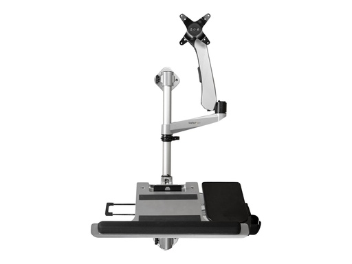 StarTech.com WALLSTSI1 Computer-Workstation für die Wandmontage - Beweglicher Monitorarm - Tastaturarm - Sitz-Steh-Schreibtisch - Befestigungskit (Stange, Maushalterung, Handgelenkkissen, Federarm, Wandmontagehalterung, Tastatur-Tablett, Monitorhalterung, Wandmontagehalterung mit Befestigungsplatte, Schwenkarm mit Logo, 2 Schwenkarme, Mausfach, Mausablage-Halterungsplatte, EVA-Mauspad) (WALLSTSI1)