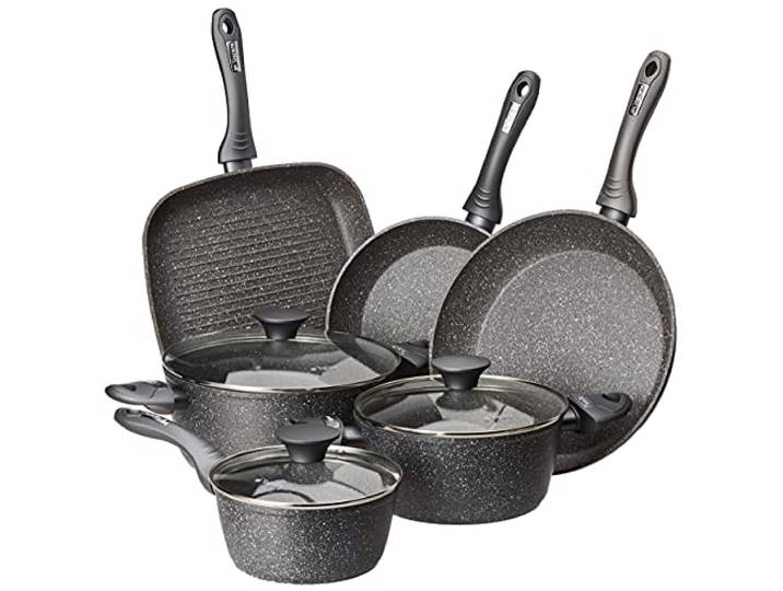 Tognana Mythos 9-teiliges Kochtopf-Set aus Aluminium, Marble Schwarz