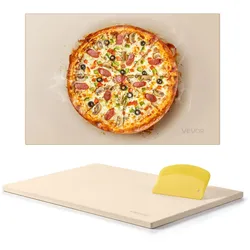 VEVOR Pizzastein Backstein 508 x 355 mm, rechteckiger Cordierit-Pizzastein, extra große Steinplatte mit Schaber, 17 mm dick, hitzebeständig, geeignet für Küchenofen Brotbacken Pizzabacken Grillen