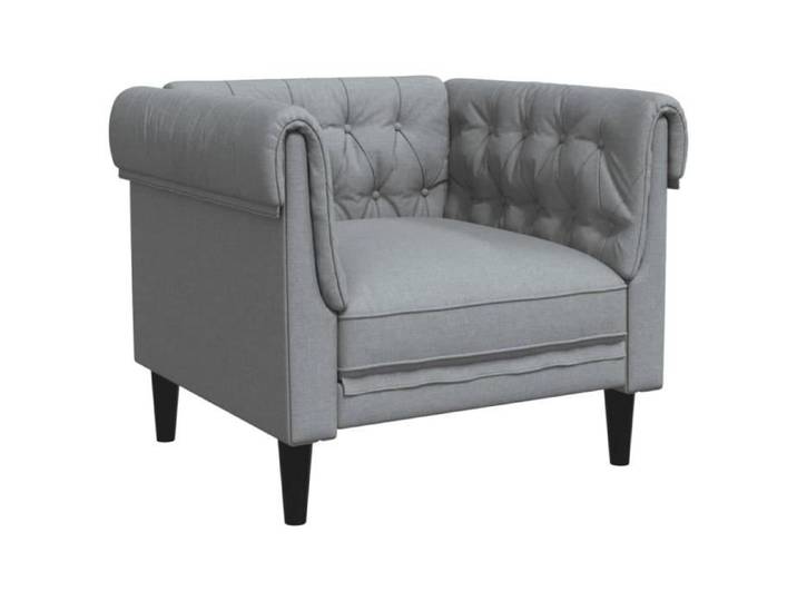 Fauteuil - CUQUE - Chesterfield - Gris clair - Tissu 100% polyester - 1 place