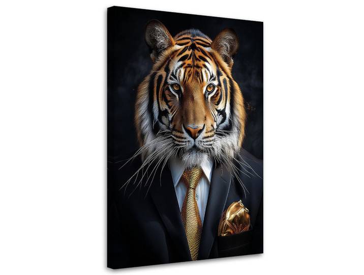 Feeby Wandbild tigertiere im anzug, Schwarz, Tiere, Rechteckig, 70x100 cm, Bilder & Rahmen, Bilder, Leinwandbilder