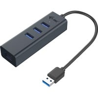USB-A Metal HUB 3 Port Giga, USB-Hub anthrazit