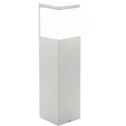 Außenleuchte Standlampe Außen Stehlampe weiß Wegeleuchte Aluminium Glas, 1x E27 Fassung, LxBxH 14x12x40 cm