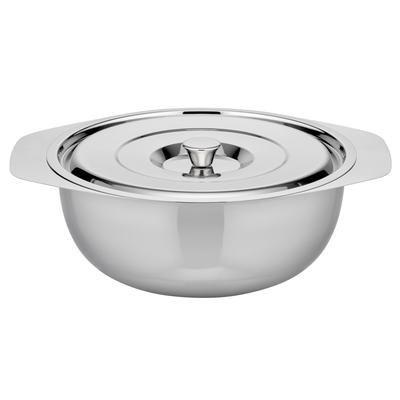 Servierschale GSW "tiefe Beilagen- und Servierschale mit Deckel", silber (silberfarben), H:7,5cm Ø:16cm, Edelstahl, Schüsseln, Servierschale, Beilagen- und Servierschale aus Edelstahl 18/8 – vielseitig einsetzbar