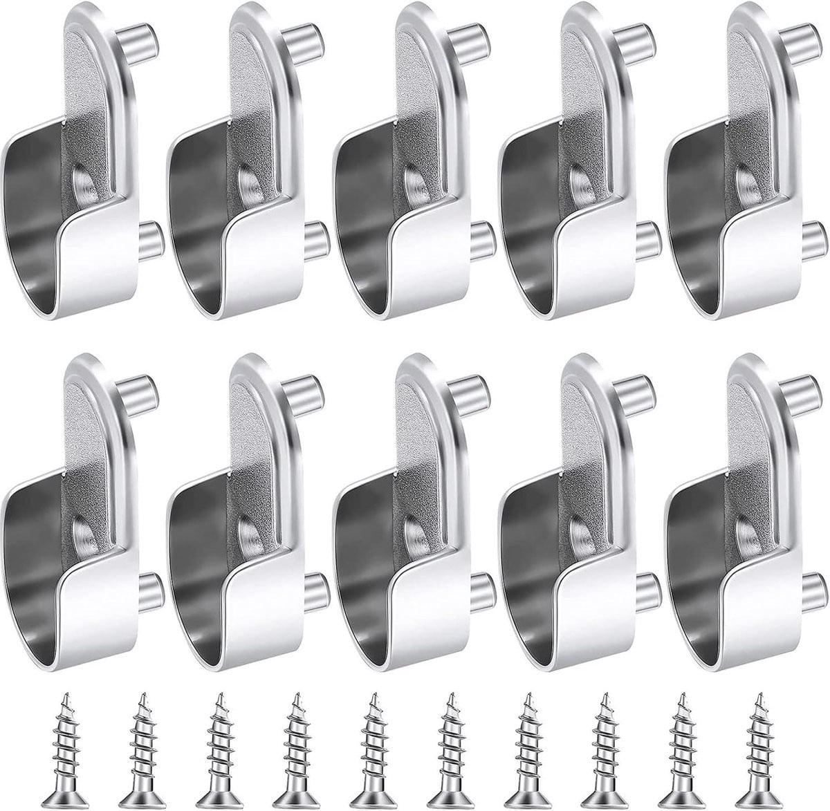 Set van 10 Ronte kledingstang houders voor garderobekastbuis lagerhouders