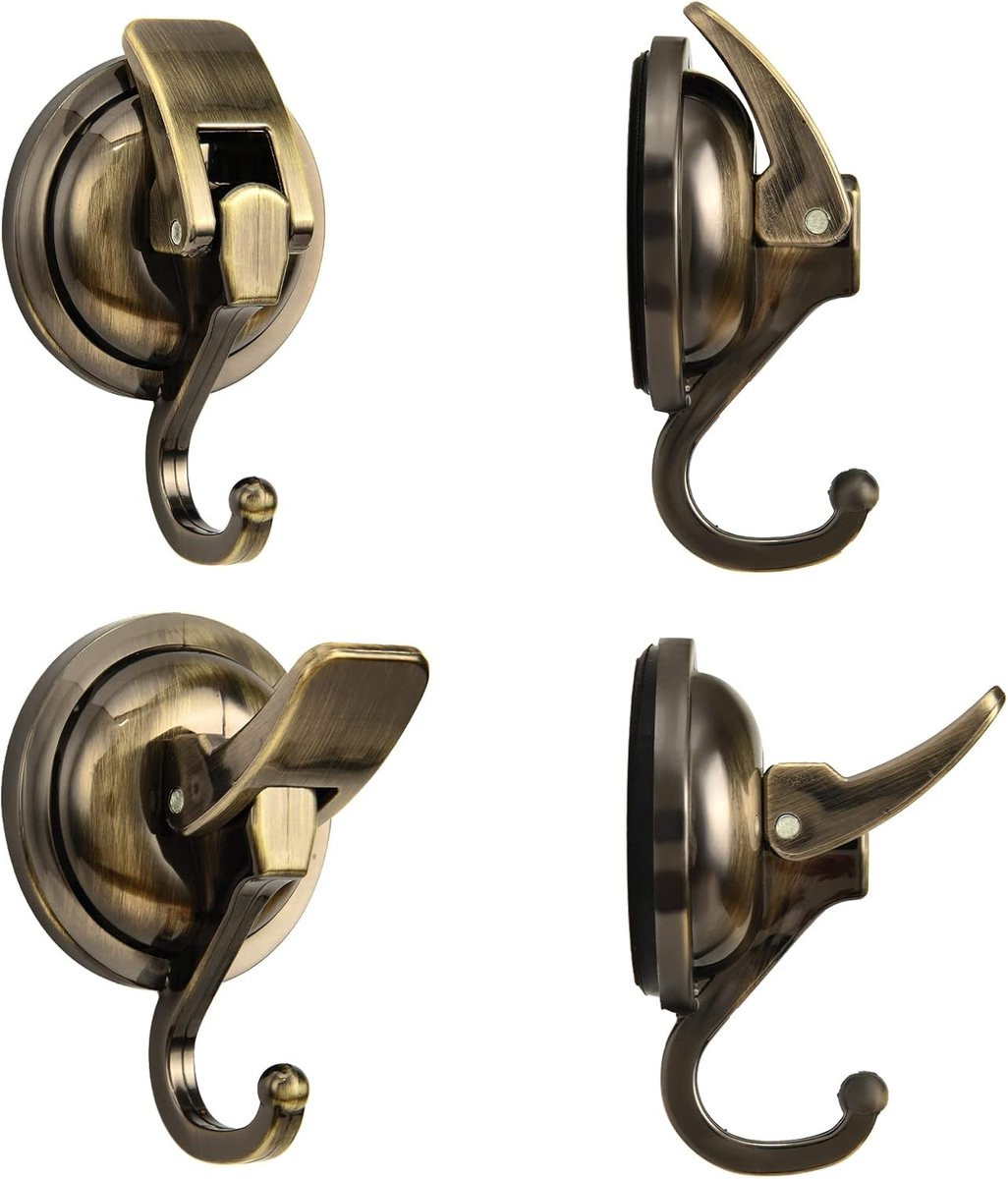 Set van 4 Kranshanger Haken met Zuignap in Brons