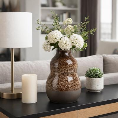 Sagebrook Home Decorative Vase - Brown Ceramic Speckled Glaze, 12 in.