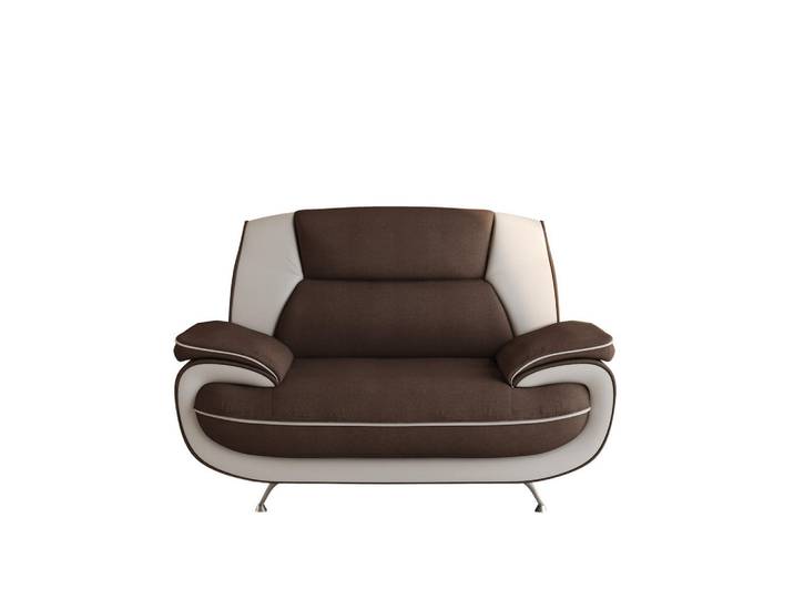 Kaiser Möbel Sessel, Stoff Kronos, Braun + Weiß, Palermo, Holz, 128x89x87 cm, Wohnzimmer, Sessel, Polstersessel