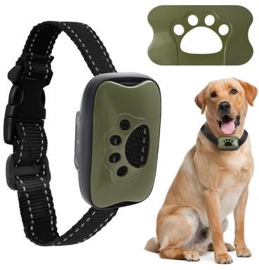 Market Central USB Rechargeable Anti Barking Dog Training Collar With Vibration Control green