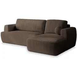 ECKSOFA SENTI P R-S Braun Kordstoff mit Schlaffunktion
